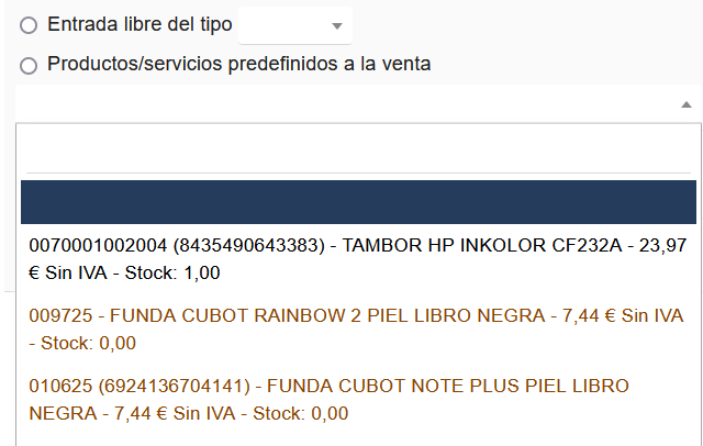 Código de barras sí aparece al vender